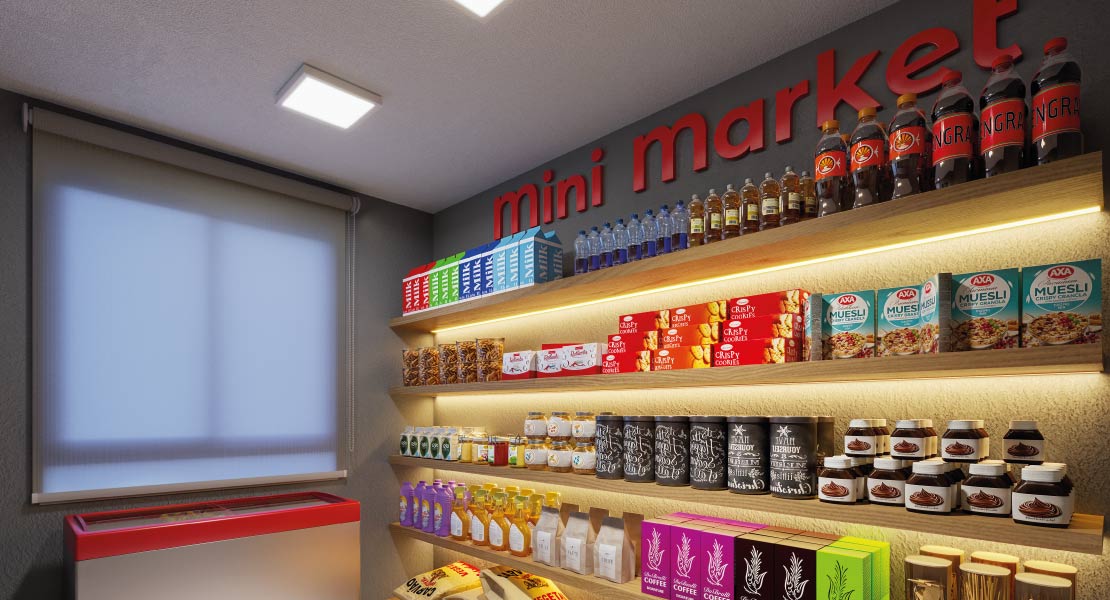 Render do mini market do condomínio Alto da Colina