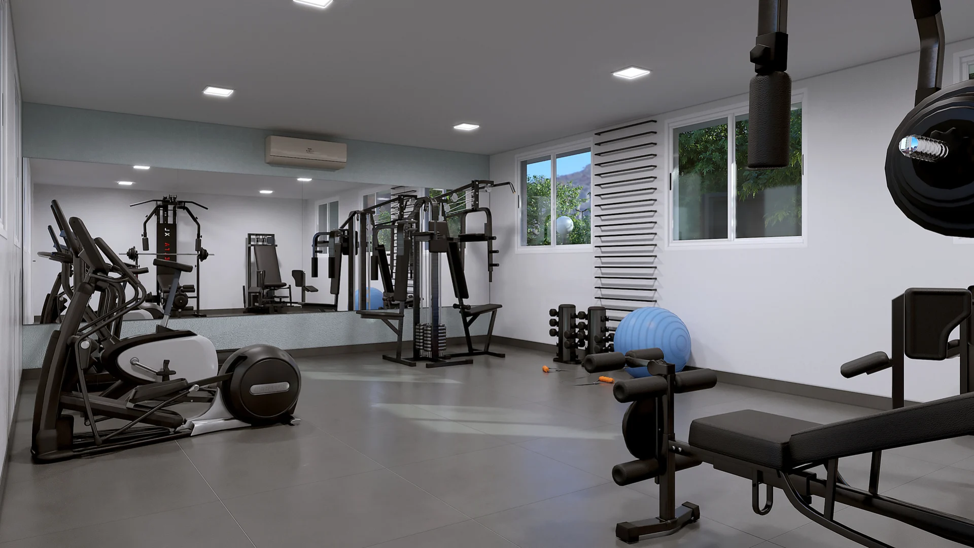 Render da academia equipada do Residencial Capri