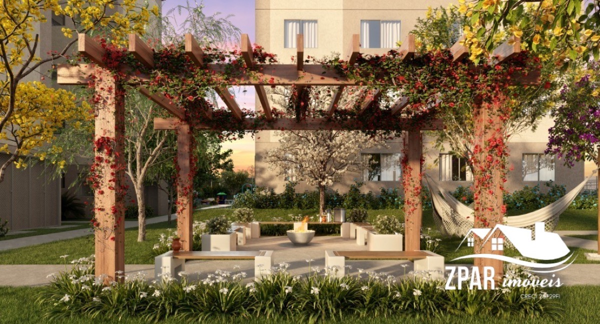 Área de convivência com pergola e fogueirinha no Ipanema Residence