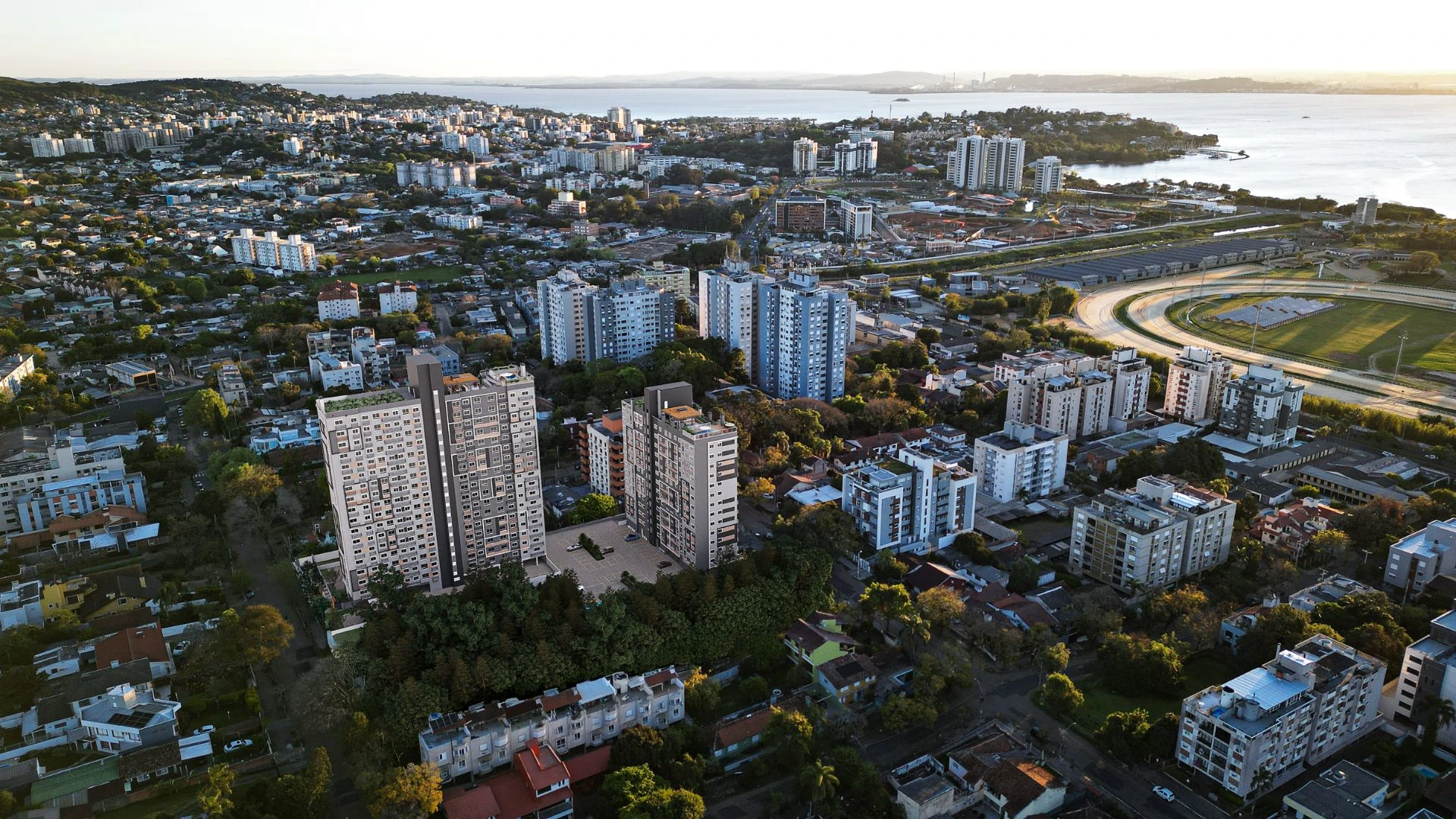 Vista aérea da localização do Isla Zona Sul no bairro Cristal