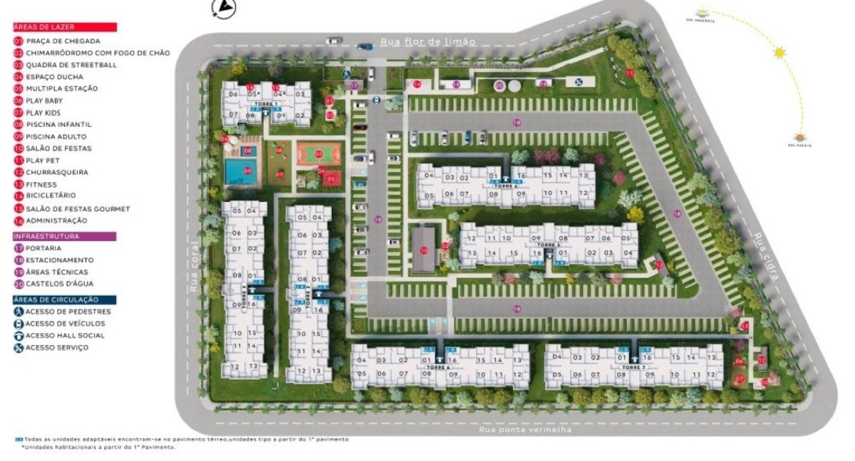 Planta de implantação do Lusa Sintra — 7 torres em Barnabé, Gravataí