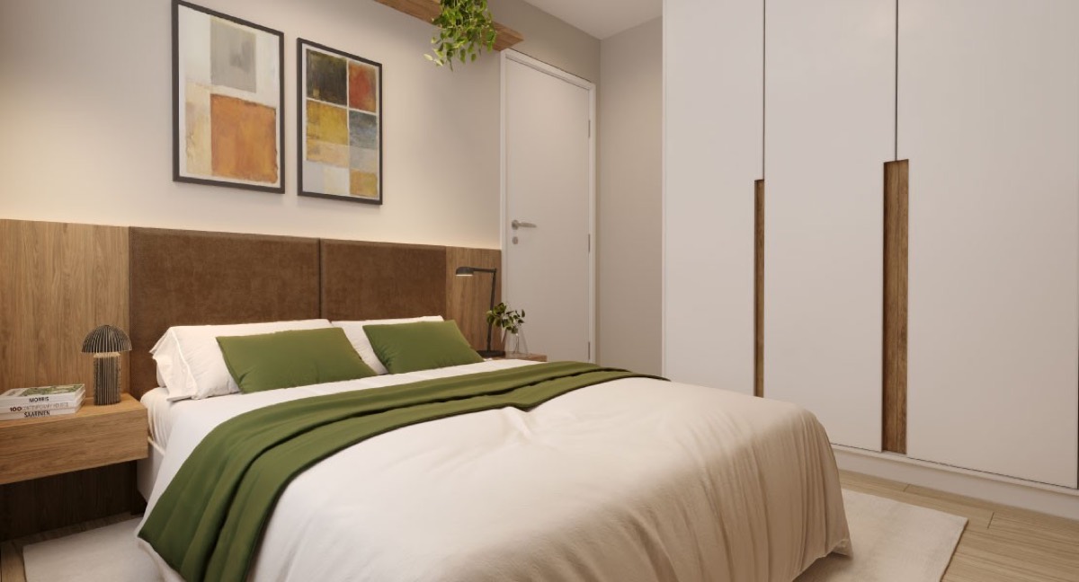 Quarto do casal do Lusa Sintra em Gravataí — dormitório principal 2 dormitórios MCMV
