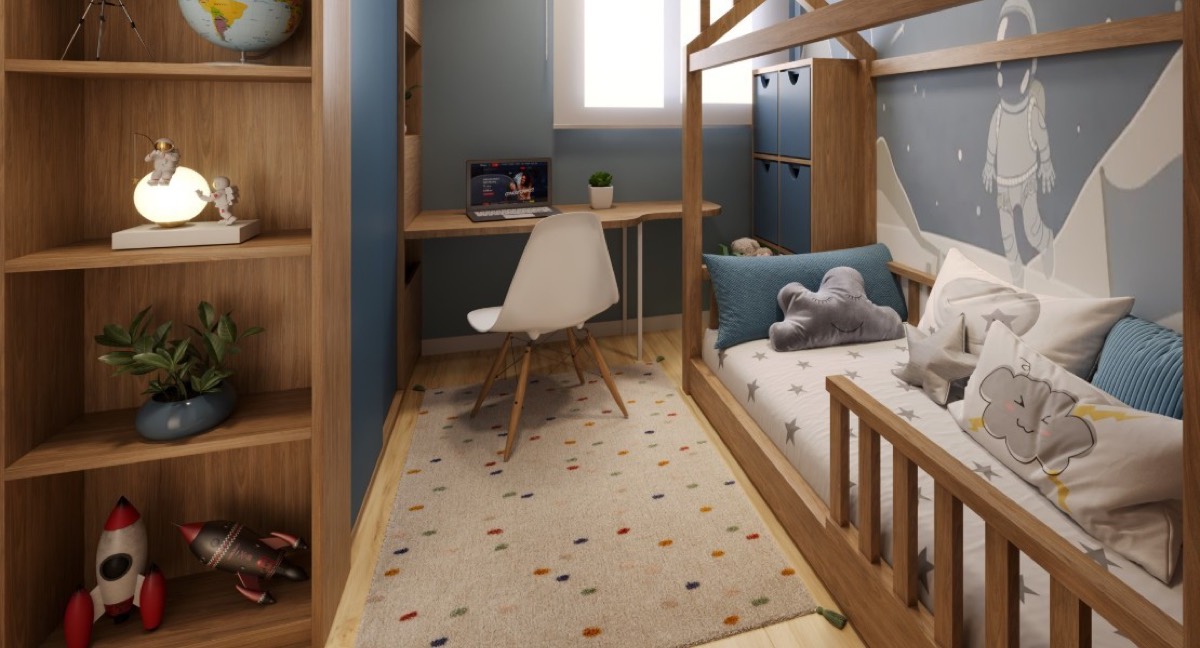 Quarto infantil do apartamento decorado do Lusa Sintra em Gravataí