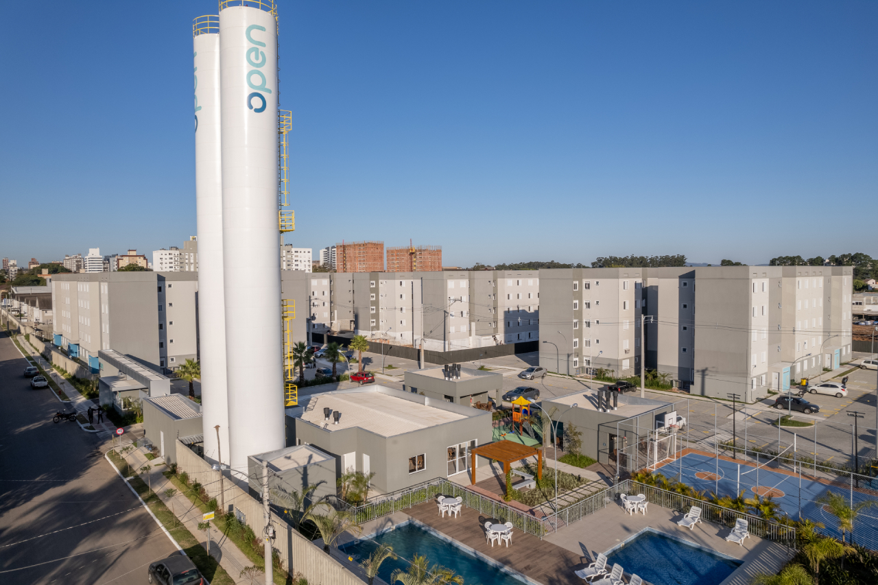 Blocos residenciais construídos do Open Canoas Centro, no Centro de Canoas
