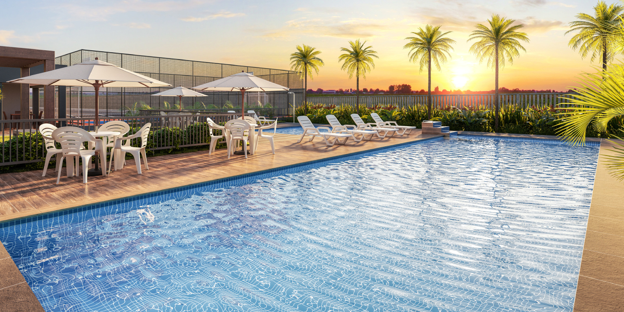 Imagem de projeto da piscina com deck do Open Canoas Centro
