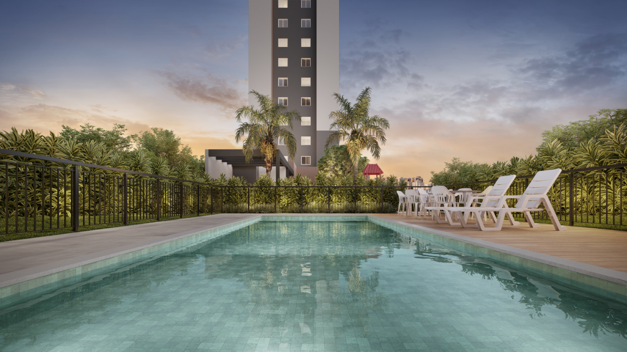 Render da piscina externa do Open Major ao nível do deck