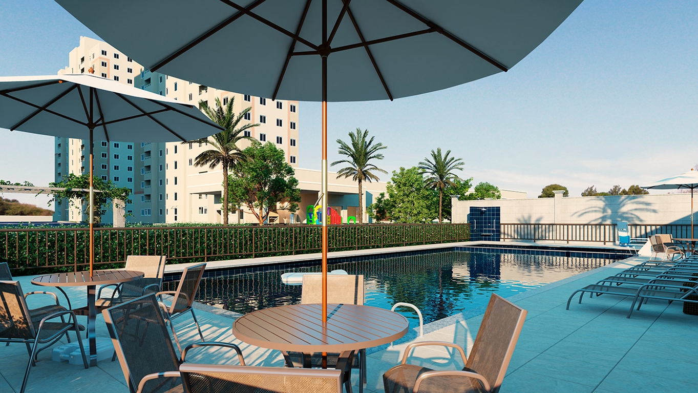 Projeto das piscinas adulto e infantil do Residencial Porto Bello
