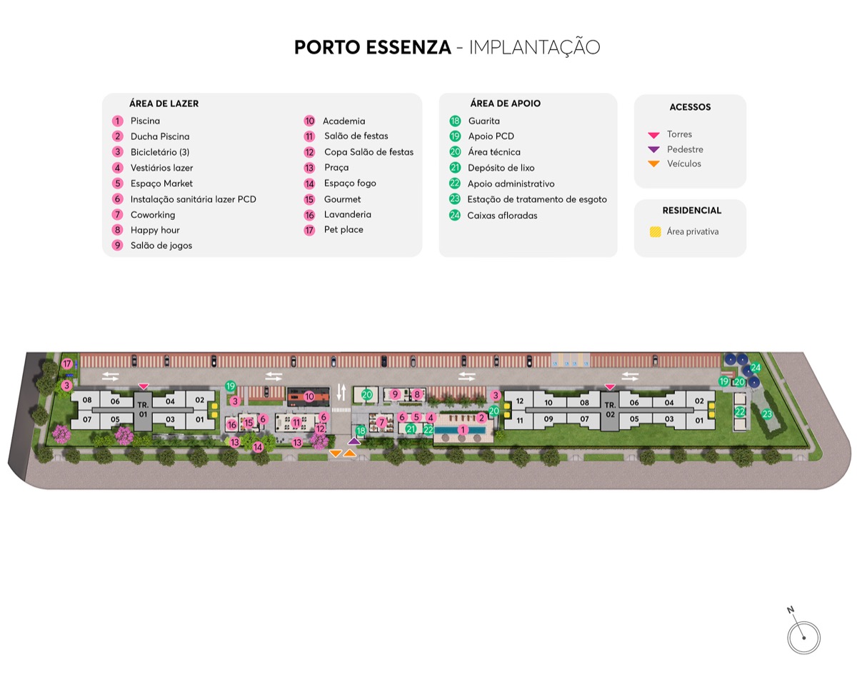 Implantação do Porto Essenza no terreno em Sarandi, Porto Alegre